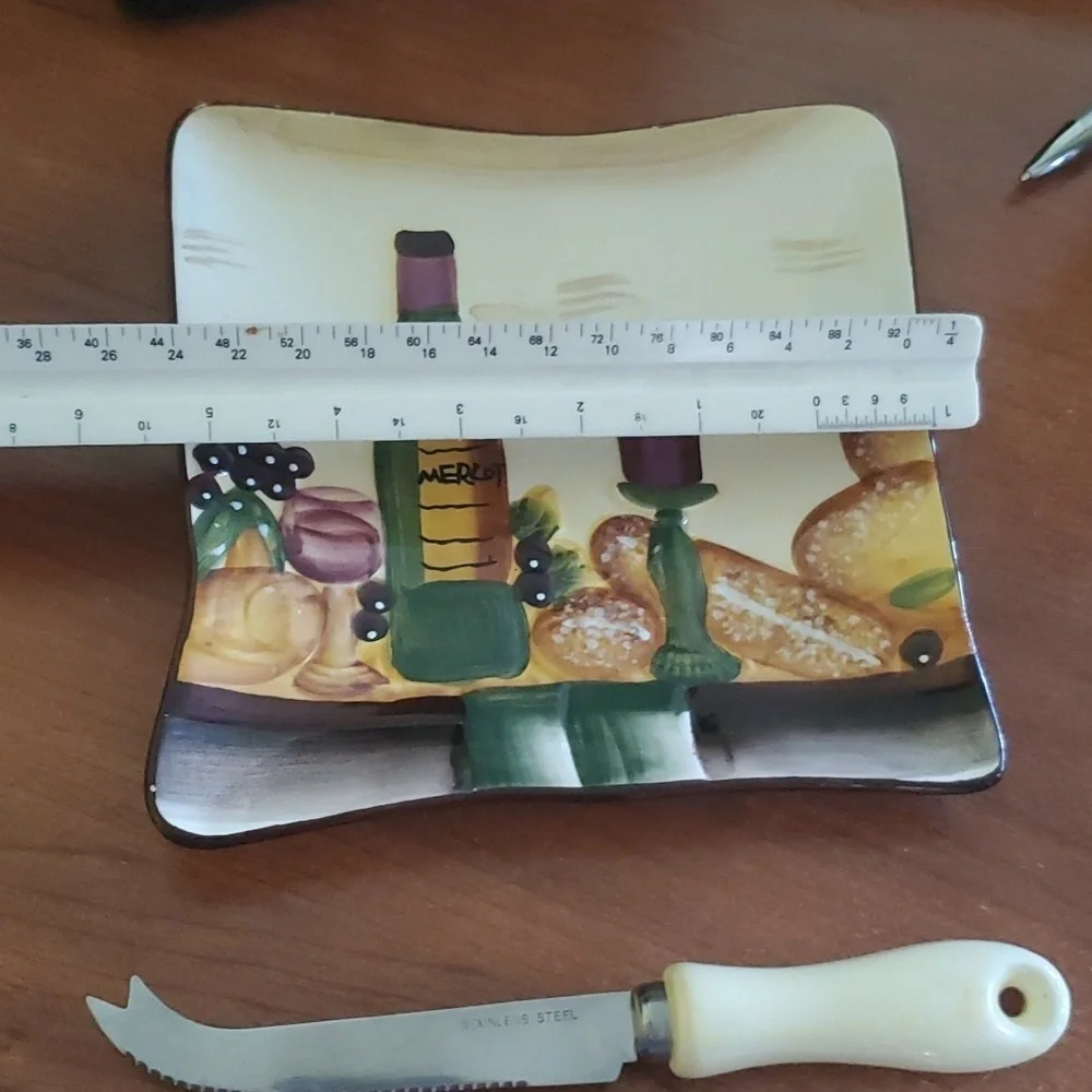 Wine Cheese Dish & Cheese Knife